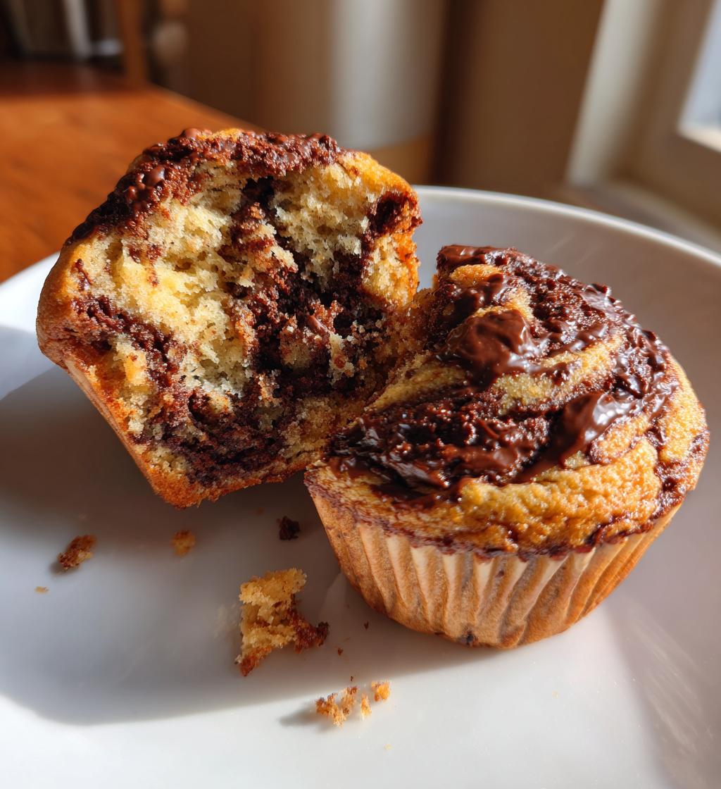 chocolate peanut butter swirl muffins - detail 1