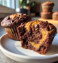 chocolate peanut butter swirl muffins