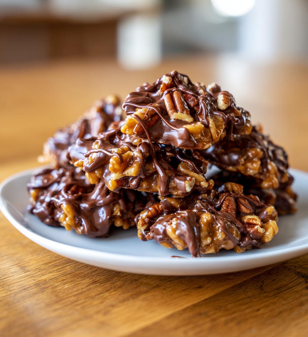 chocolate pecan turtle clusters