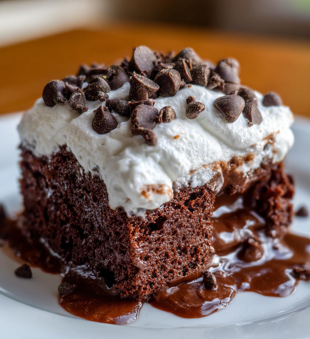 chocolate poke cake - detail 1