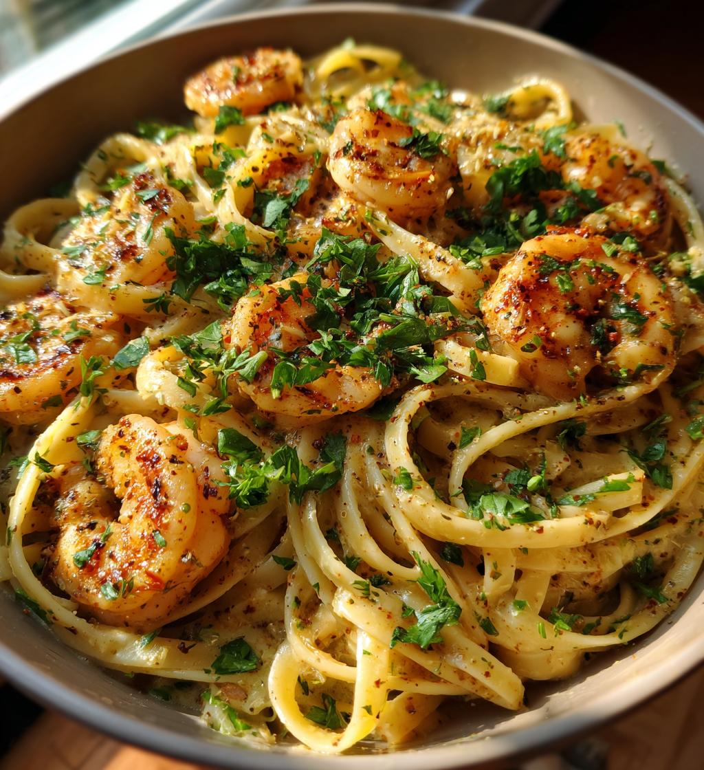 creamy cajun shrimp pasta - detail 1