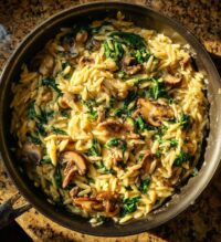 creamy spinach and mushroom orzo a one pan comfort dish in just 30 minutes