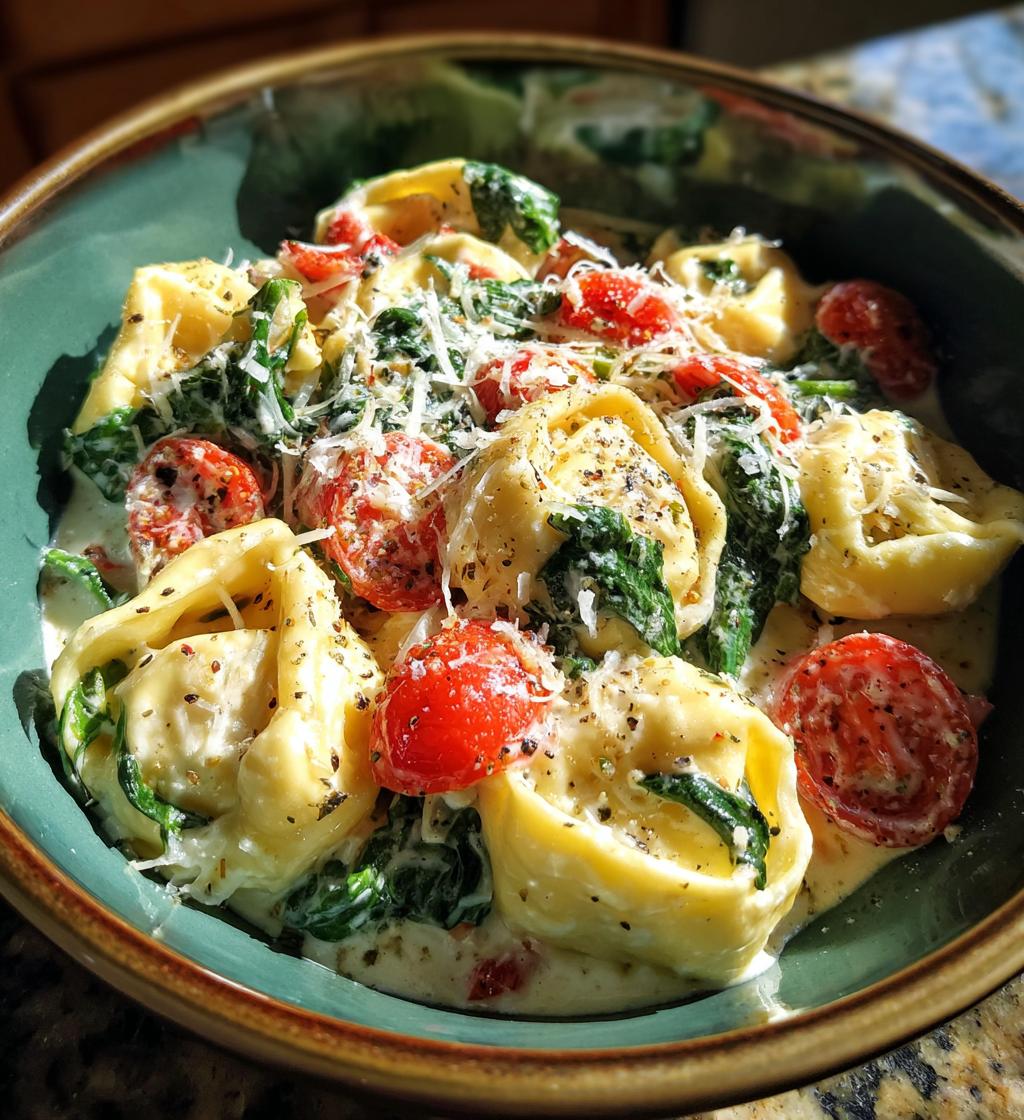 creamy tortellini with spinach tomatoes
