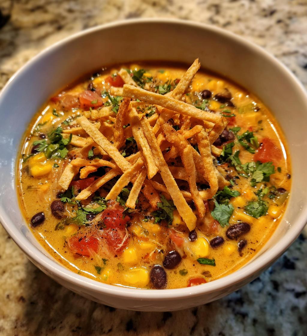 creamy vegetarian tortilla soup - detail 1