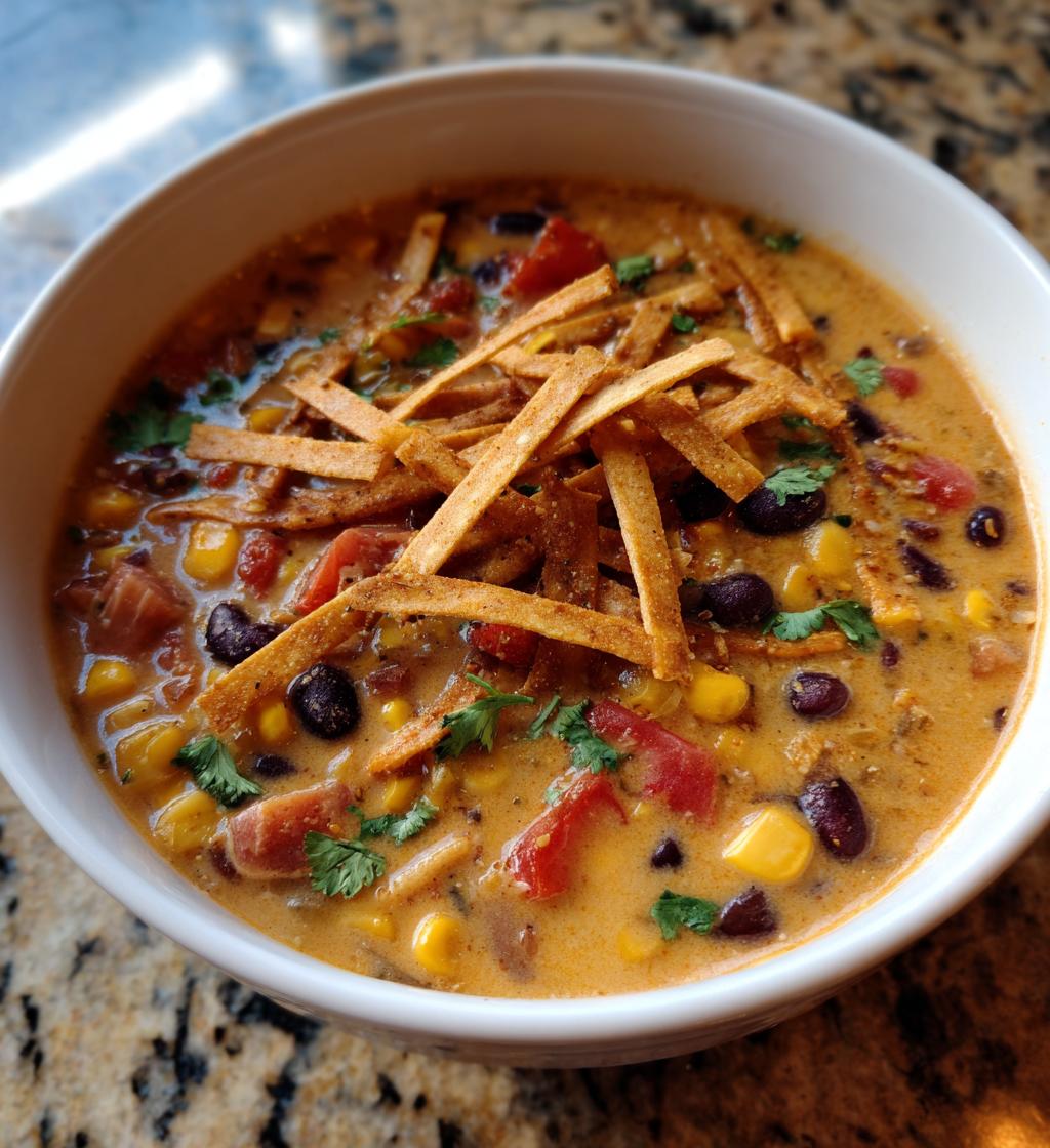 creamy vegetarian tortilla soup