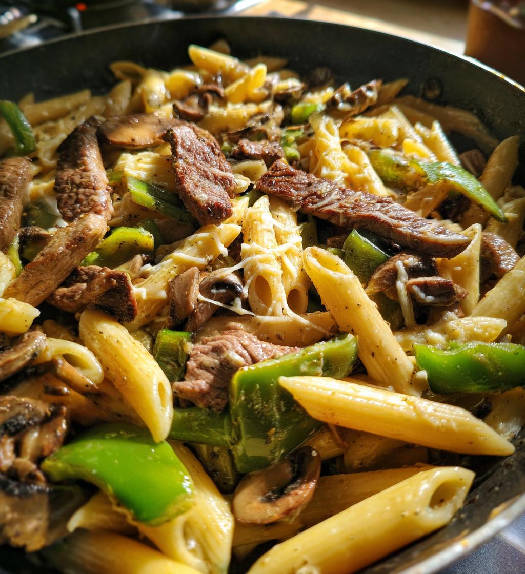 delicious philly cheese steak pasta recipe for family dinners