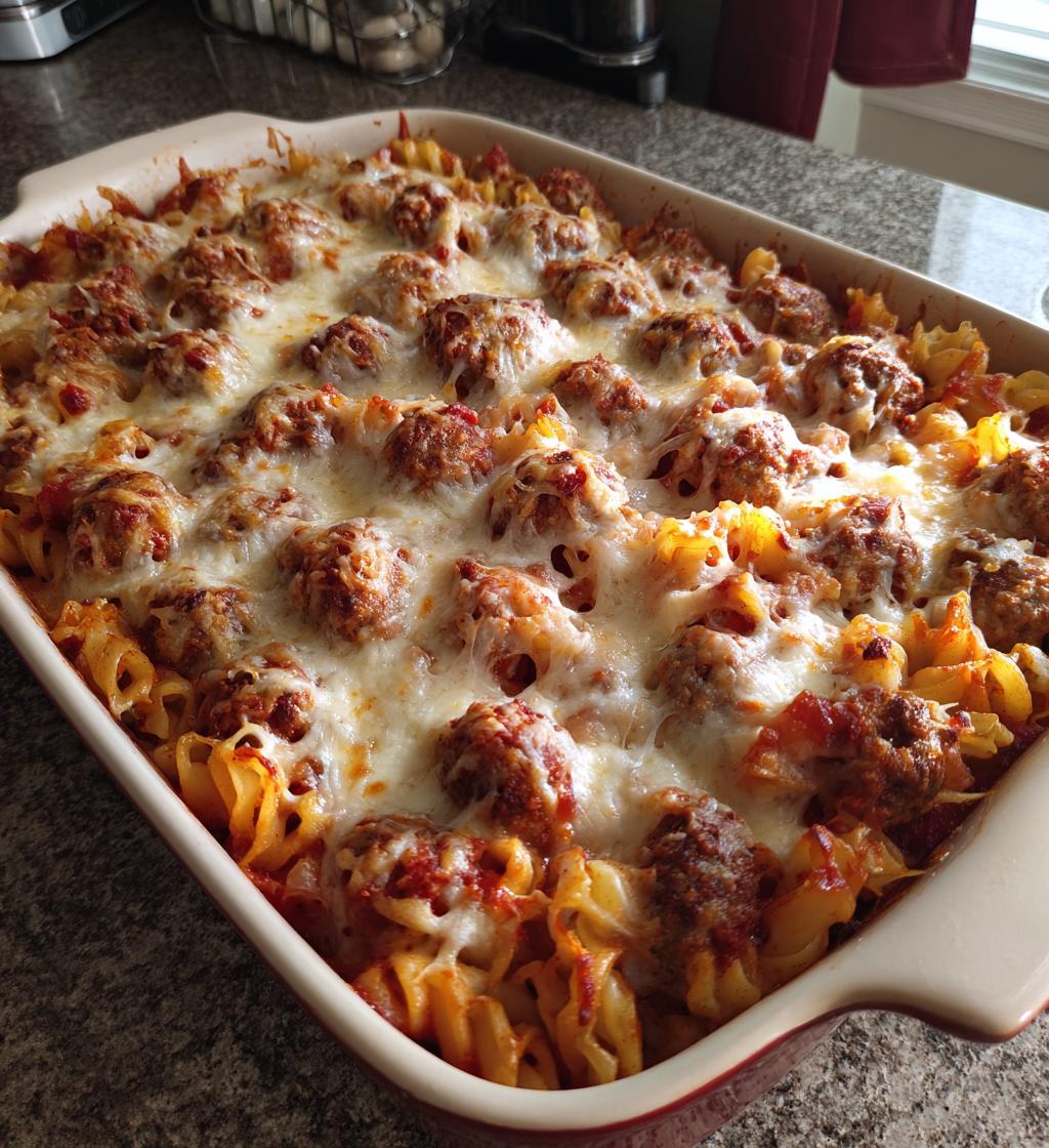 dump and bake meatball casserole - detail 1