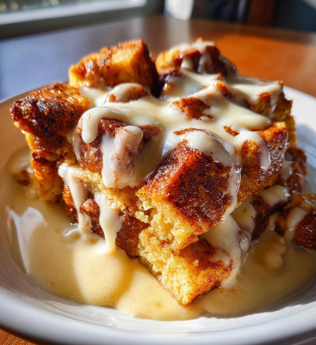 easy bread pudding with vanilla sauce