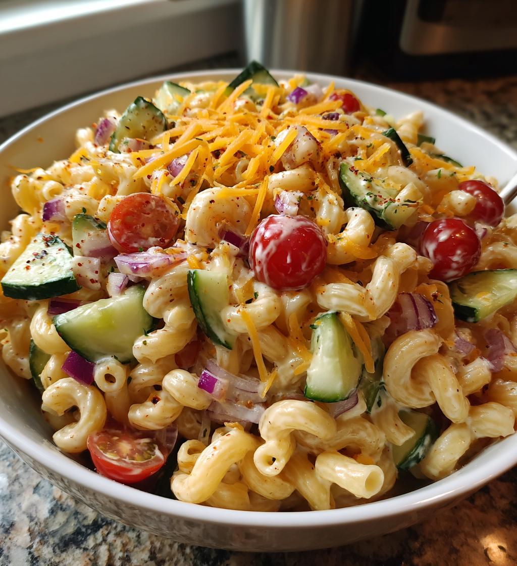 elbow macaroni pasta salad easy recipe - detail 1