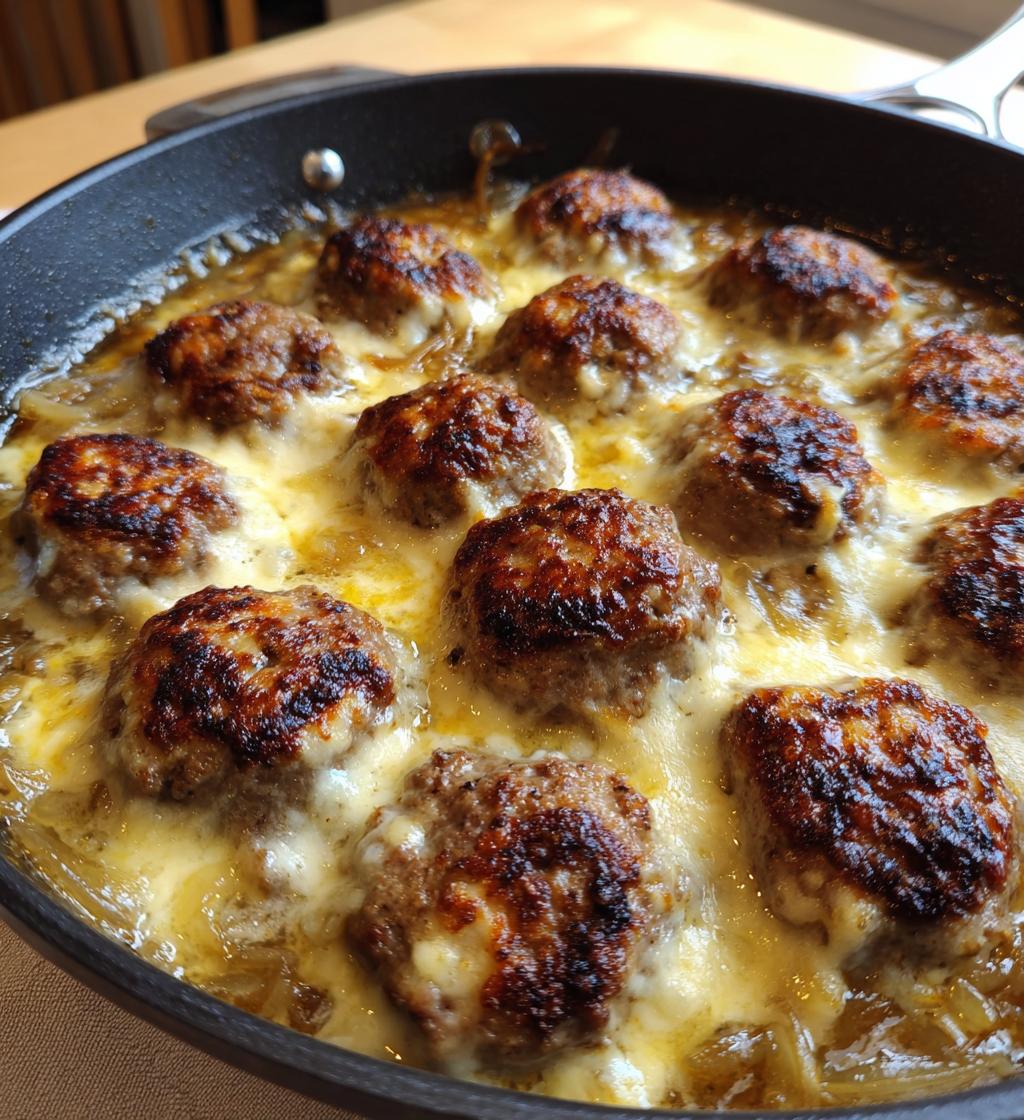 french onion meatballs