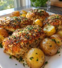 garlic parmesan chicken and potatoes perfect one pan dinner