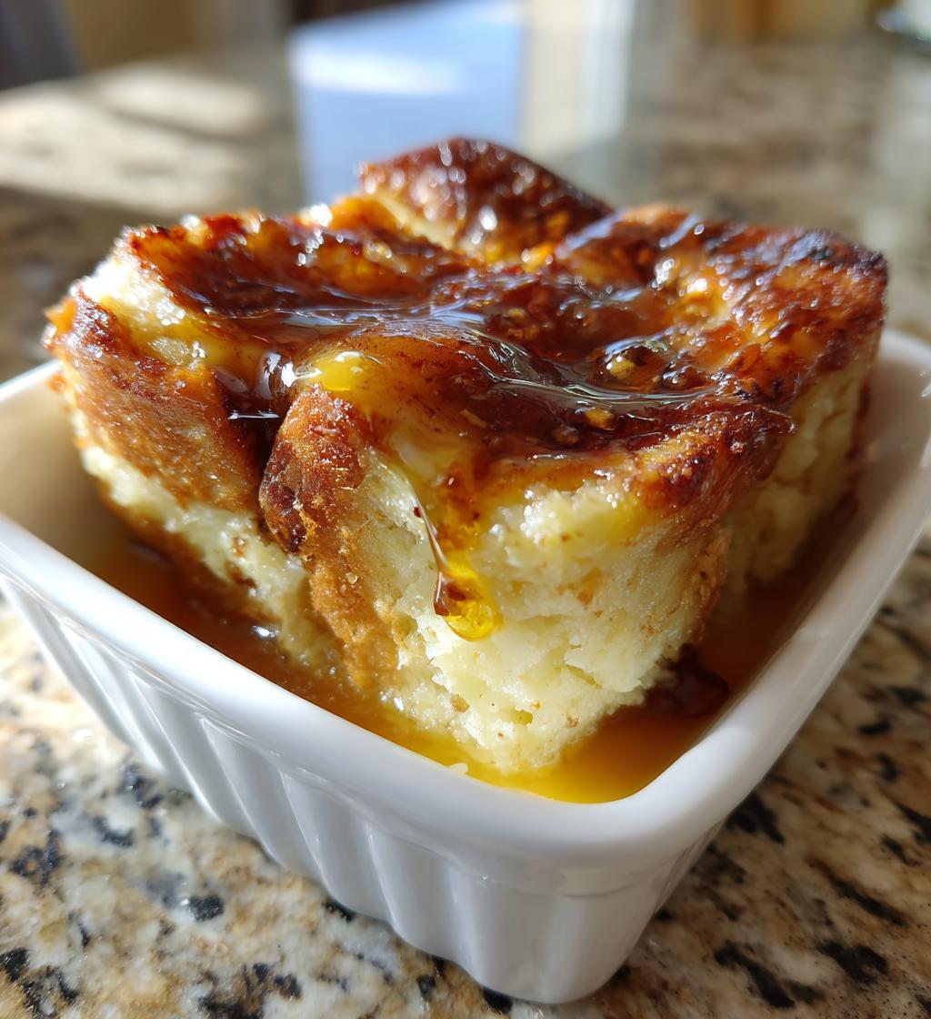 grandmas old fashioned bread pudding with vanilla sauce