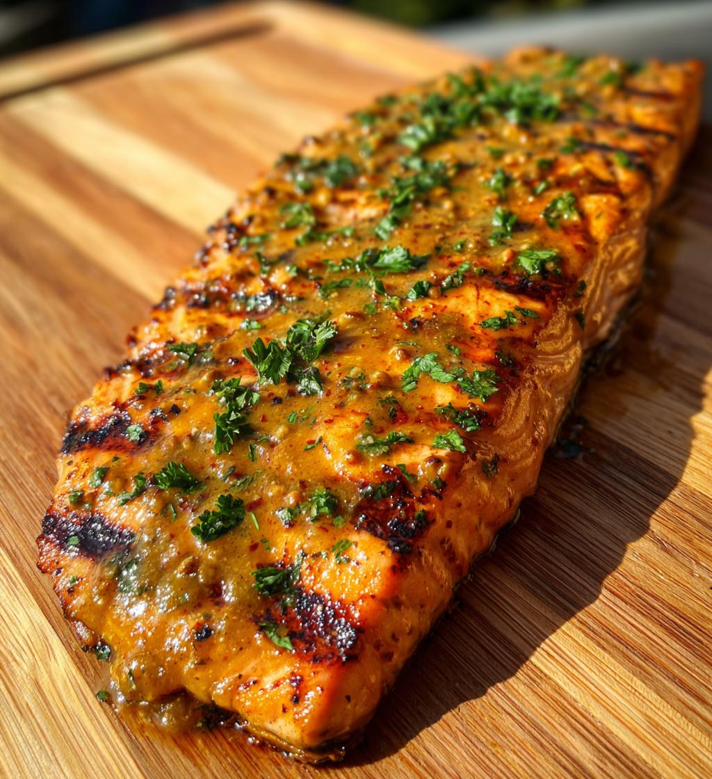 grilled salmon with dijon mustard sauce - detail 1