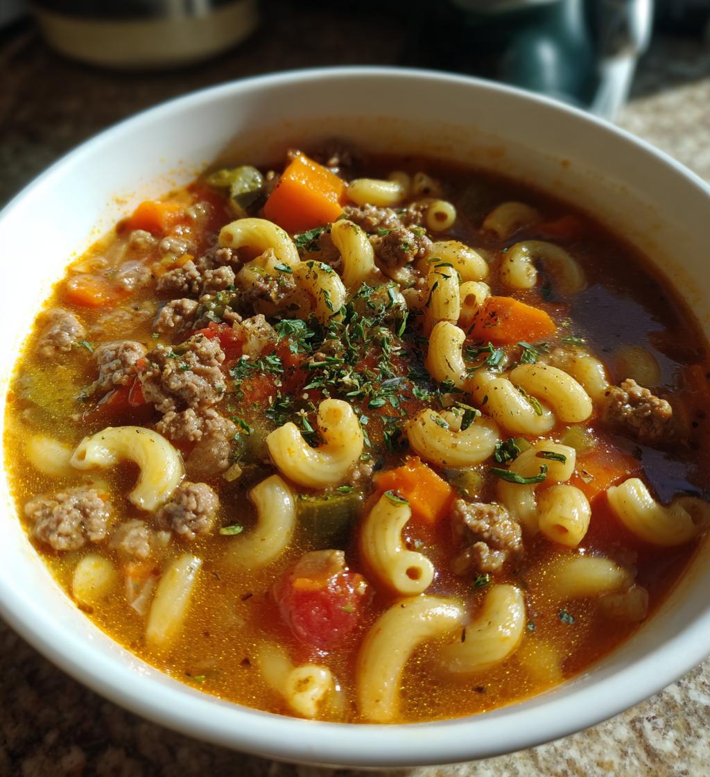 hamburger macaroni soup recipe ready in 35 mins