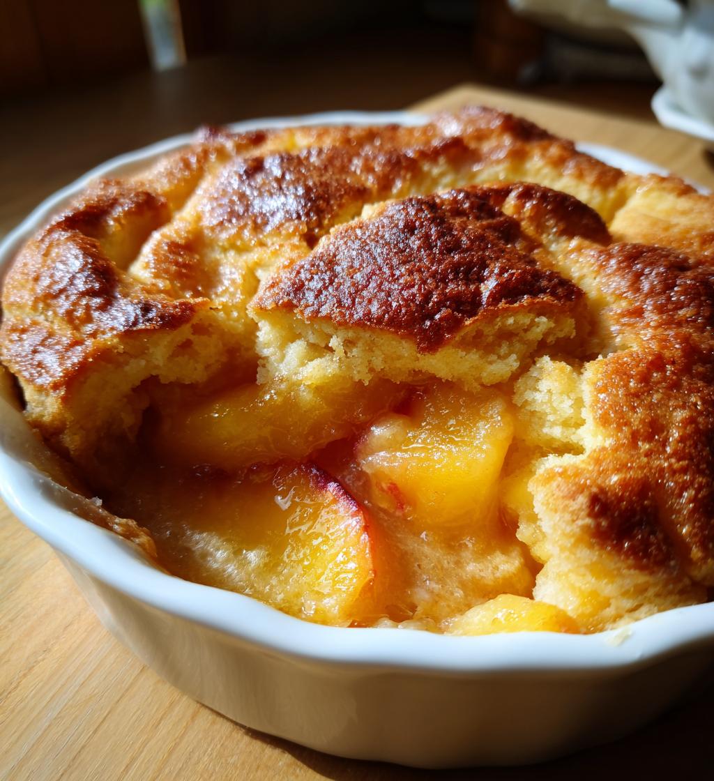 hot peach cobbler right out of the oven - detail 1
