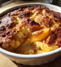hot peach cobbler right out of the oven