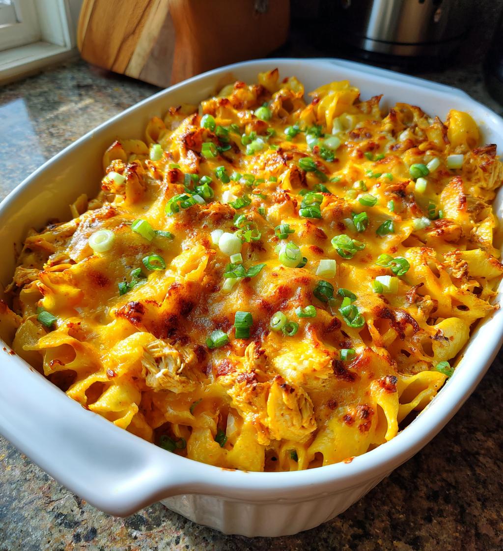 how to make dump and bake buffalo chicken pasta