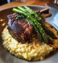 lamb chops over lobster mash with asparagus recipe