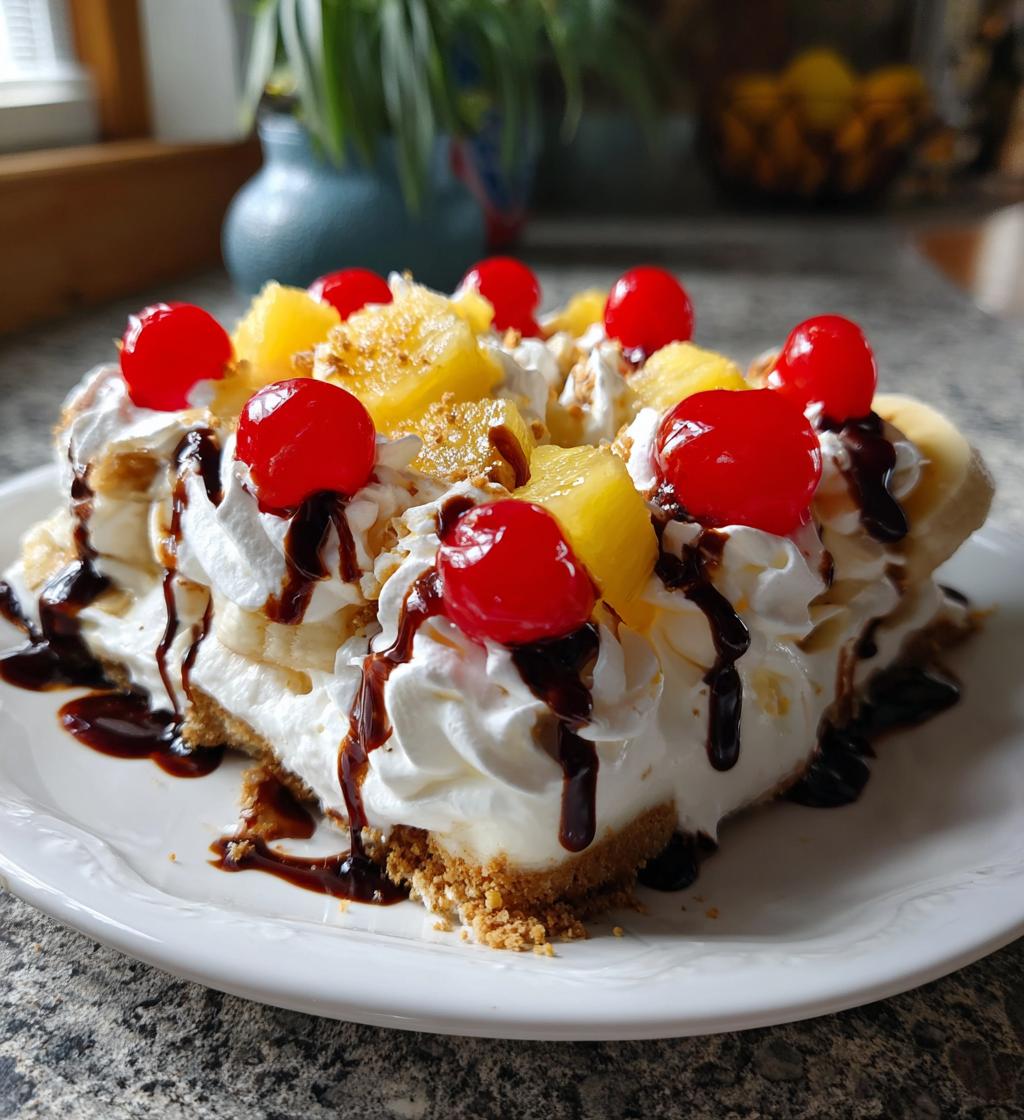 no bake banana split cake quick easy dessert - detail 1