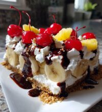 no bake banana split cake quick easy dessert