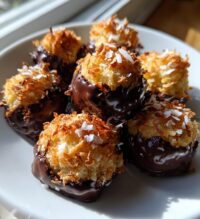 no bake coconut cookie balls chocolate centers