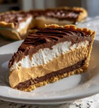 no bake cream cheese peanut butter pie with chocolate whipped cream