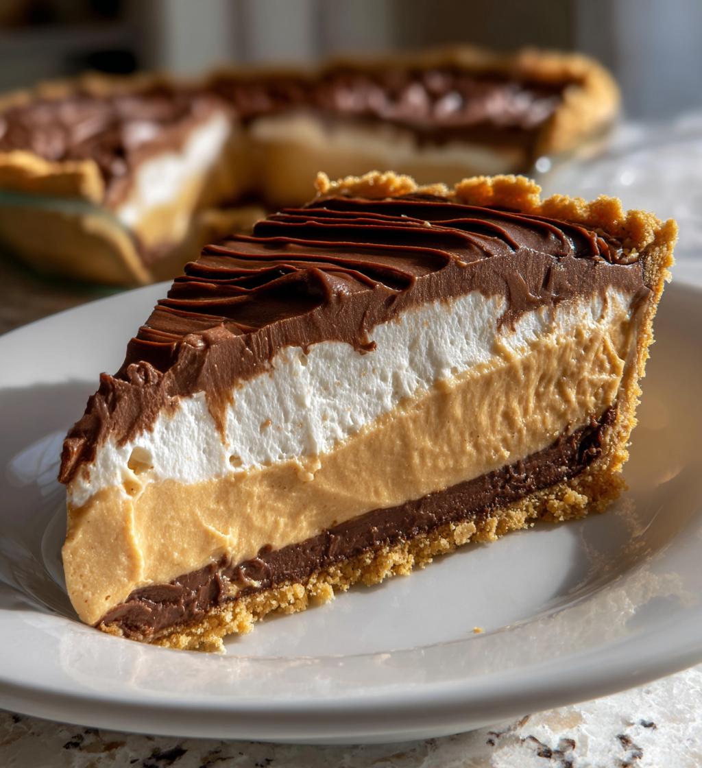 no bake cream cheese peanut butter pie with chocolate whipped cream