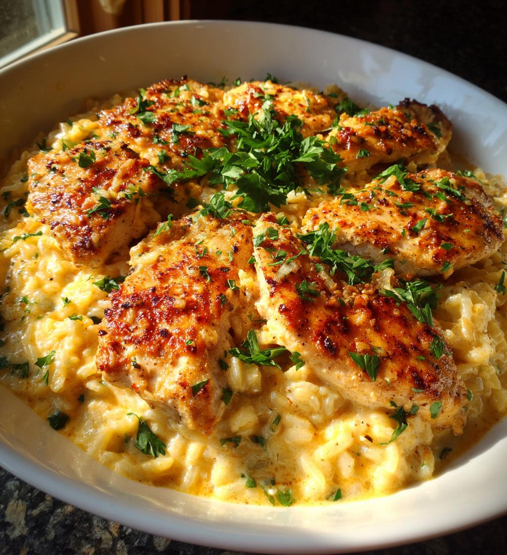 one pan creamy parmesan chicken rice