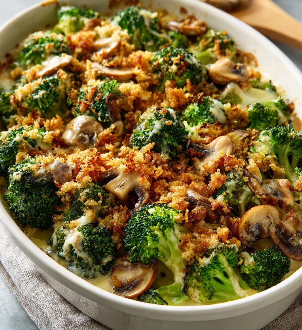 paula deens creamy broccoli mushroom bake