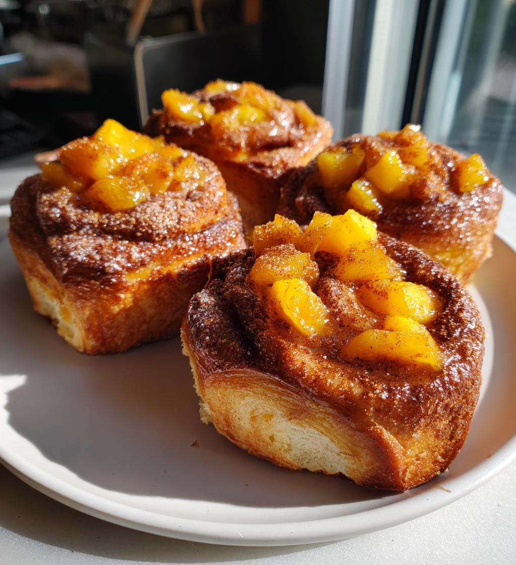 peach cobbler cinnamon rolls a delightful fusion of flavors