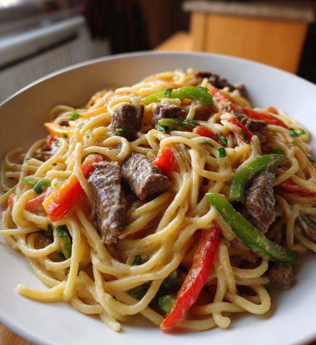 philly cheesesteak pasta