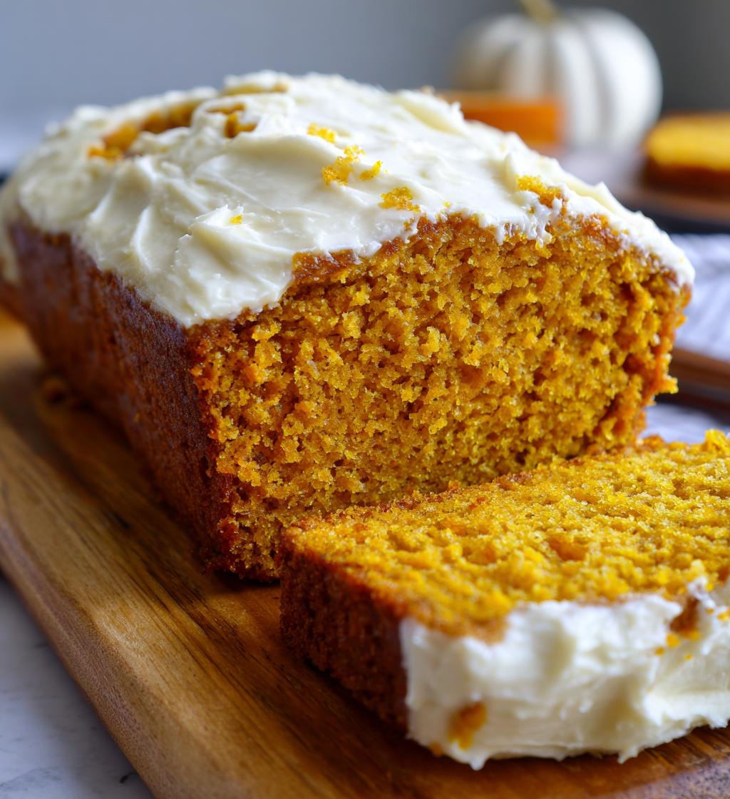 pumpkin bread with cream cheese frosting