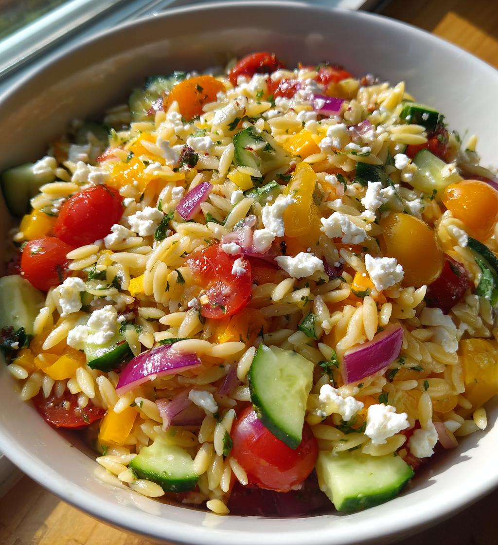 rainbow orzo salad