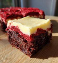 red velvet brownies with cream cheese frosting