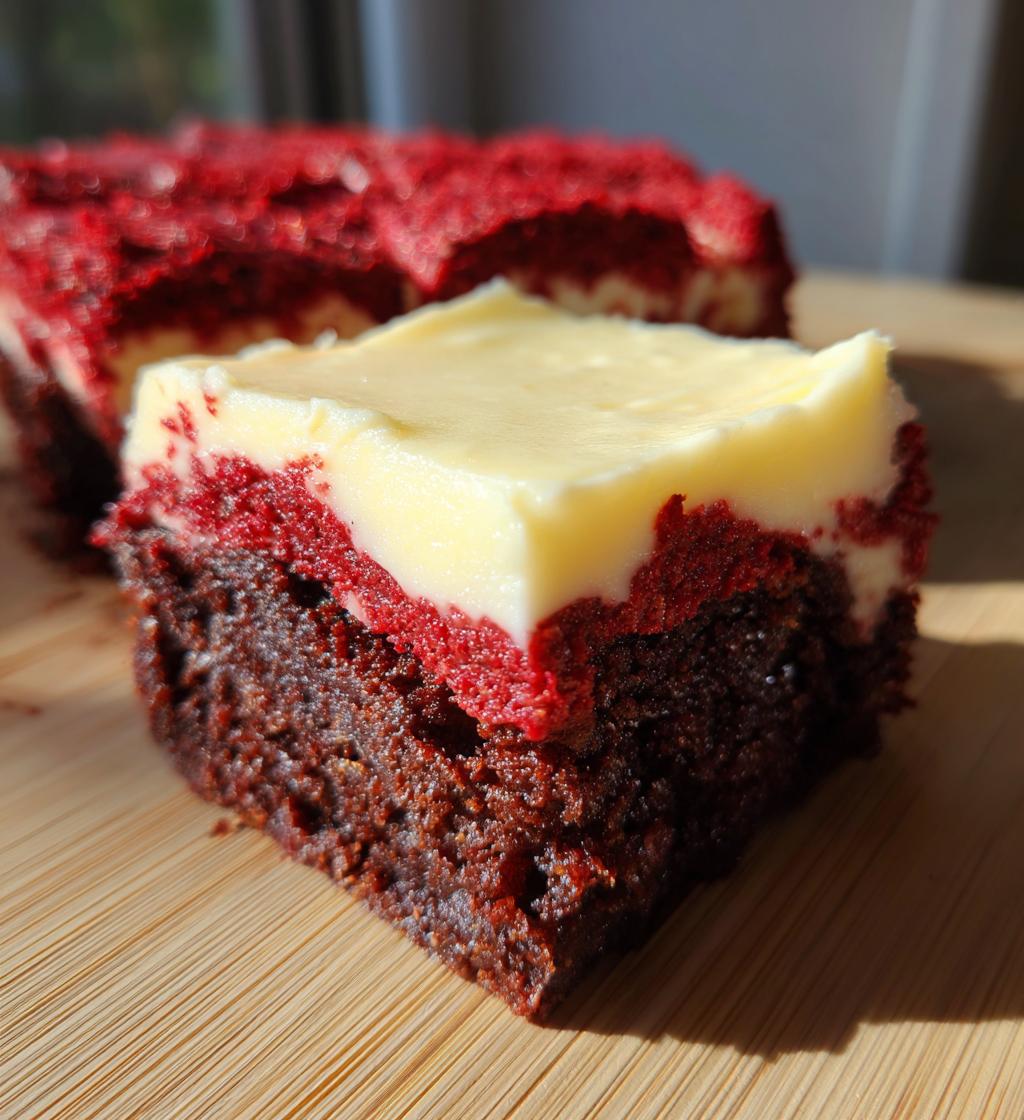 red velvet brownies with cream cheese frosting