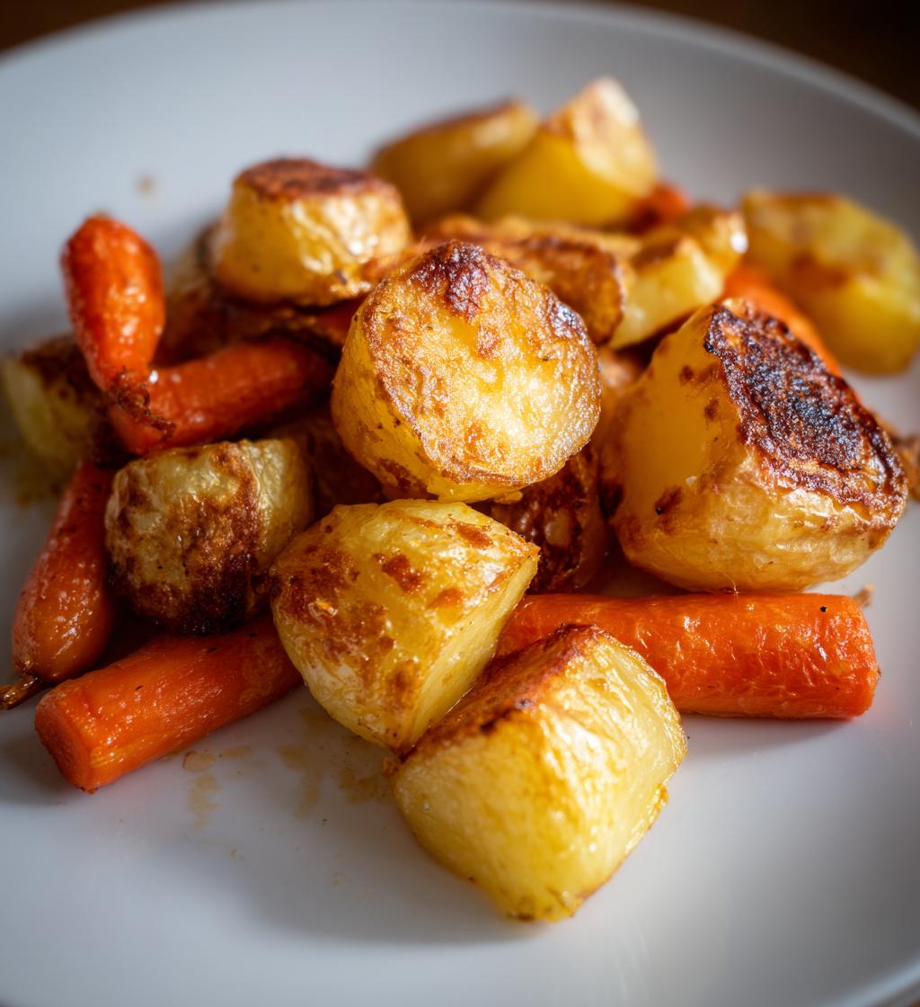 roast potatoes and carrots - detail 1