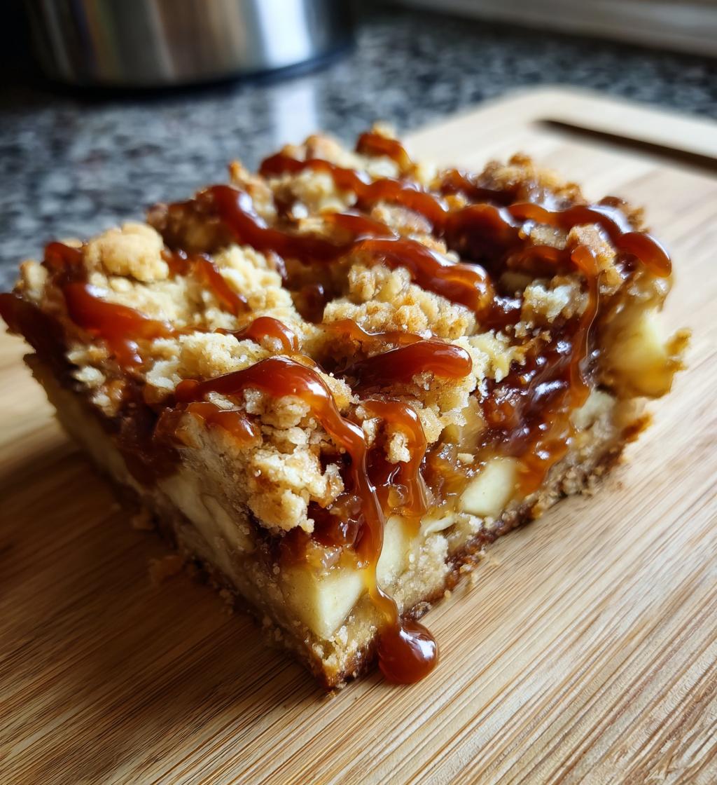 salted caramel apple crumble bars - detail 1