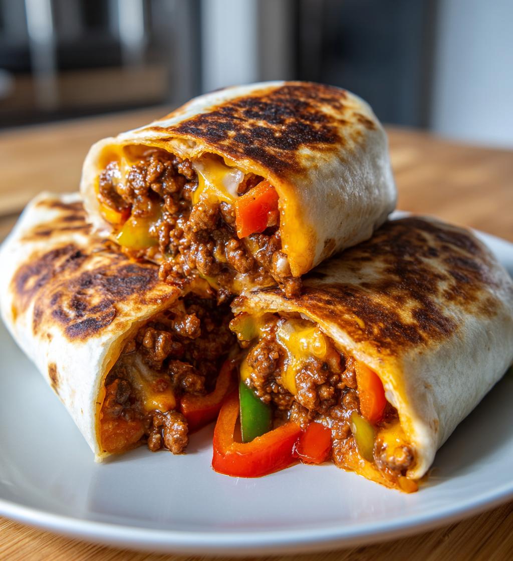 sloppy joe grilled burritos