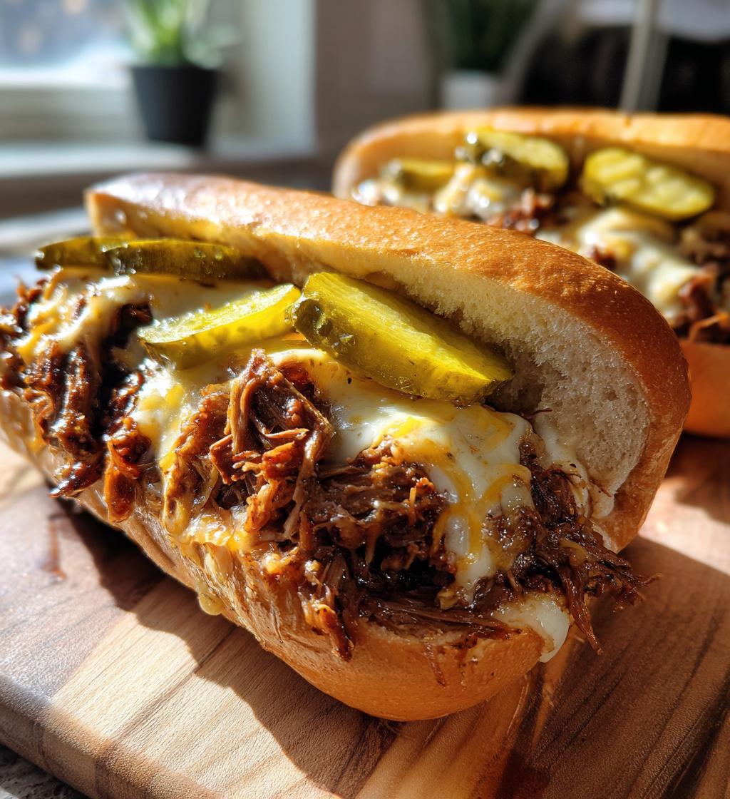 slow cooker shredded beef sandwiches - detail 1
