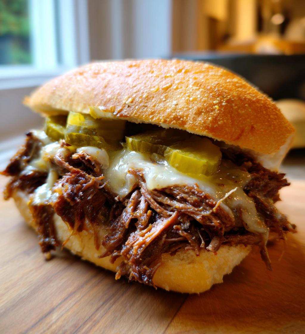 slow cooker shredded beef sandwiches