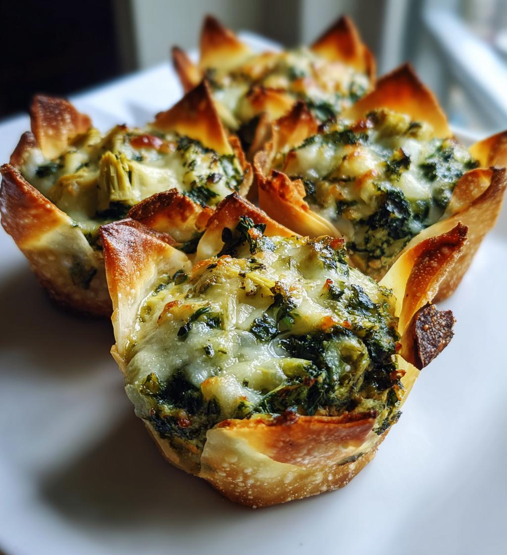 spinach and artichoke dip wonton cups recipe