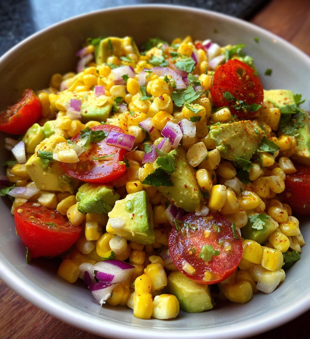 summer corn salad with avocado