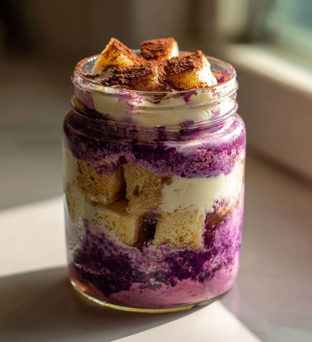 ube tiramisu in a jar - detail 1