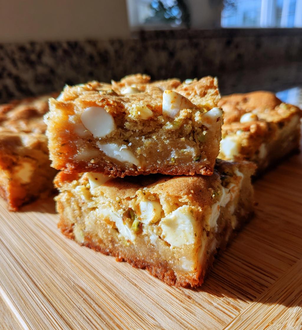 white chocolate pistachio blondies - detail 1
