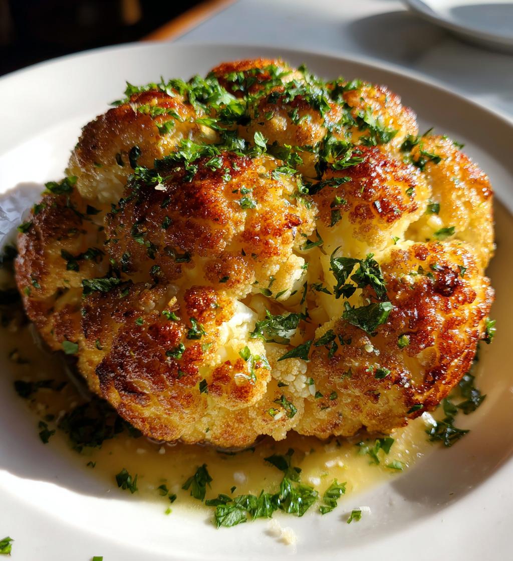 whole roasted cauliflower with butter sauce