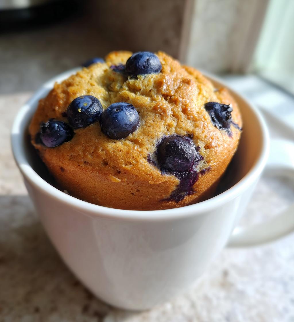 blueberry muffin in a mug