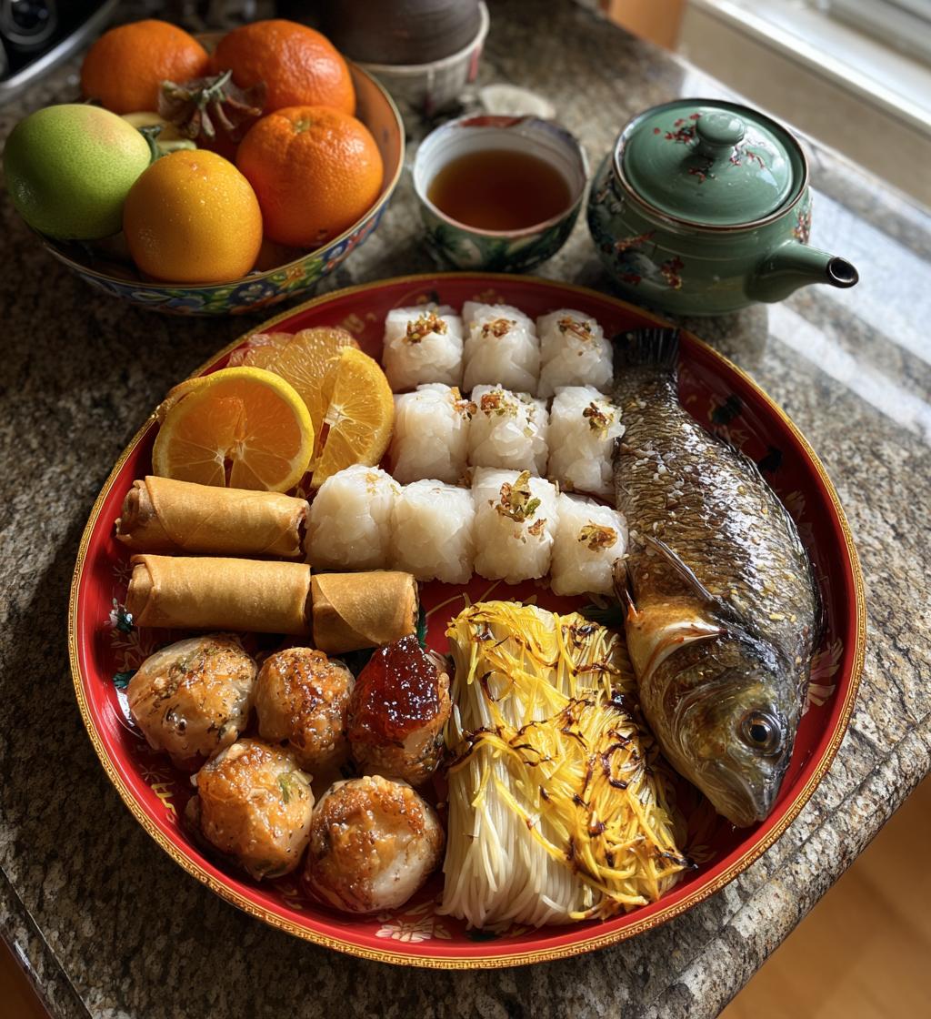 chinese new year food illustration