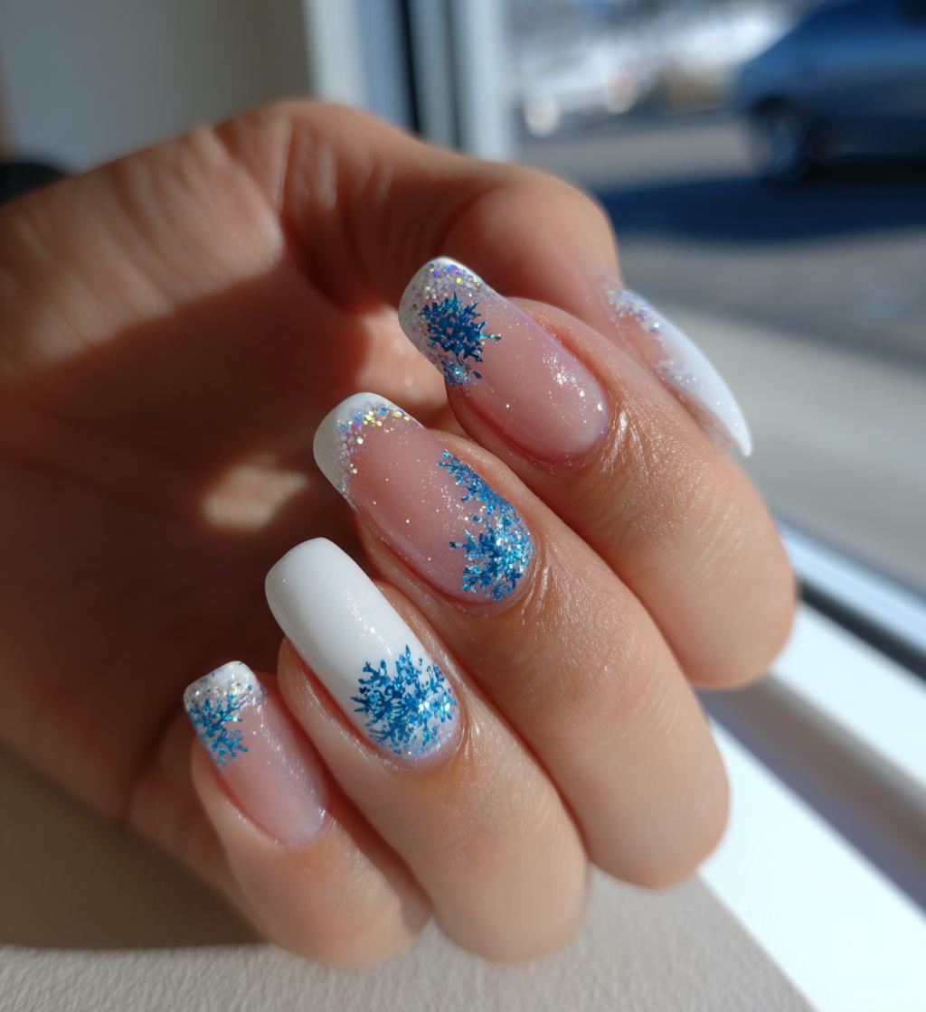 french tip with snowflake
