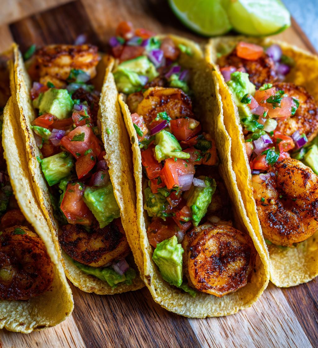 grilled shrimp tacos with avocado salsa