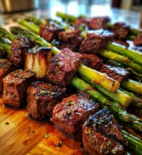 grilled steak and asparagus kabobs